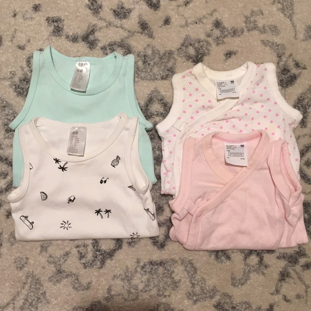 4 pc lot/bundle sleeveless baby girl onesies